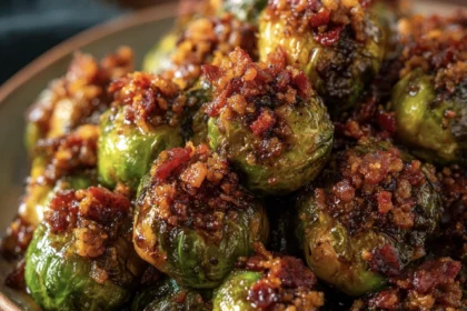 Sticky Garlic-Soy Brussels Sprouts With Candied Bacon Crumble (Air Fryer Edition) 2 Garlic Soy Brussels Sprouts With Candied Bacon Crumble 23