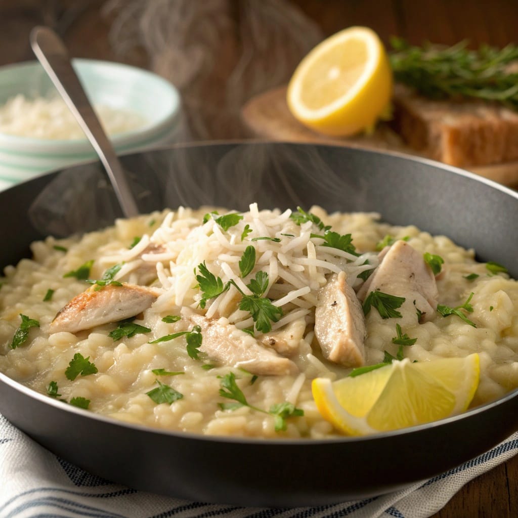 12 Creative Ways to Transform Leftovers into Delicious Pasta, Risotto, and Rice Dishes 4 3 garlic herb risotto with shredded turkey 20251106 193325 4383 20251106 193336 apad