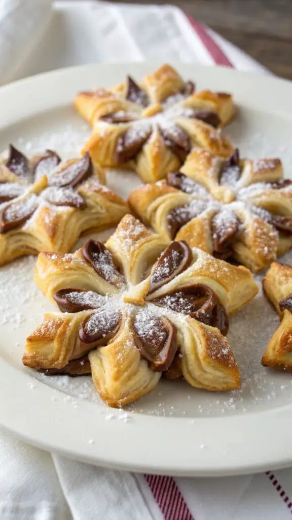 15 Fancy-Looking Christmas Party Foods That Are Secretly Easy 7 6 puff pastry snowflakes with chocolate hazelnut f the scene is absent of text le 20251127 110937 nhhp