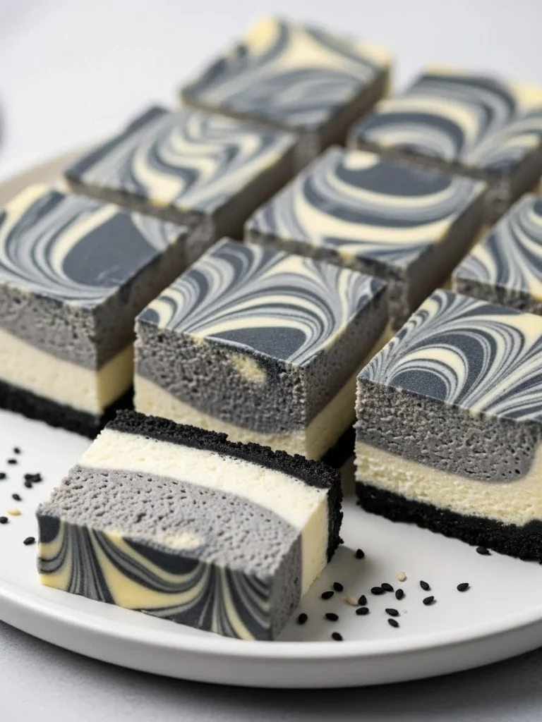 Black Sesame Cheesecake Bars That Look Fancy but Are Surprisingly Easy 2 black sesame marbled cheesecake 3