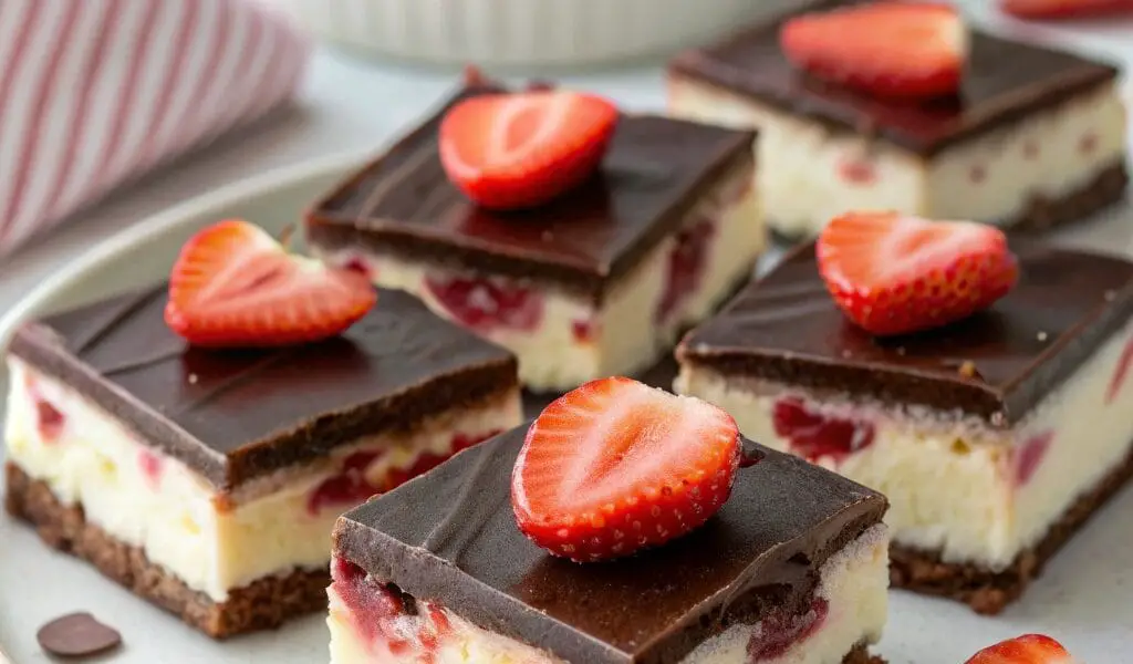 Elegant Chocolate Strawberry Cheesecake Bars That Anyone Can Make 1 image