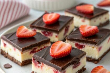 Elegant Chocolate Strawberry Cheesecake Bars That Anyone Can Make 4 image