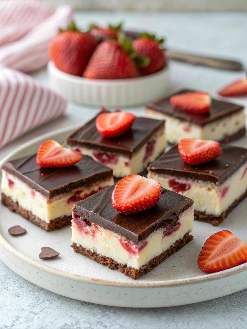 Elegant Chocolate Strawberry Cheesecake Bars That Anyone Can Make 4 image