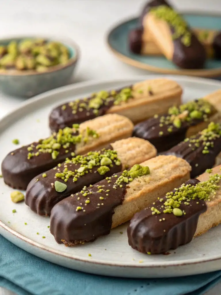 Easy Chocolate Pistachio Shortbread Fingers That Look Fancy
