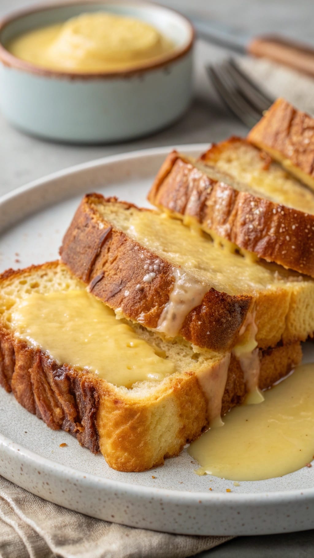 25 Delicious Christmas Breakfast Ideas for a Festive Morning 7 Slices of Eggnog Brioche French Toast drizzled with syrup