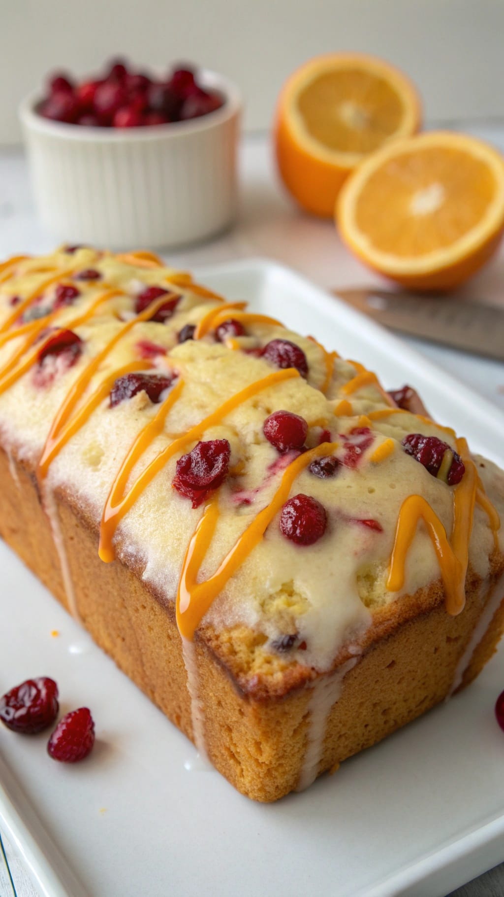 25 Delicious Christmas Breakfast Ideas for a Festive Morning 4 Cranberry Orange Breakfast Loaf with icing and cranberries