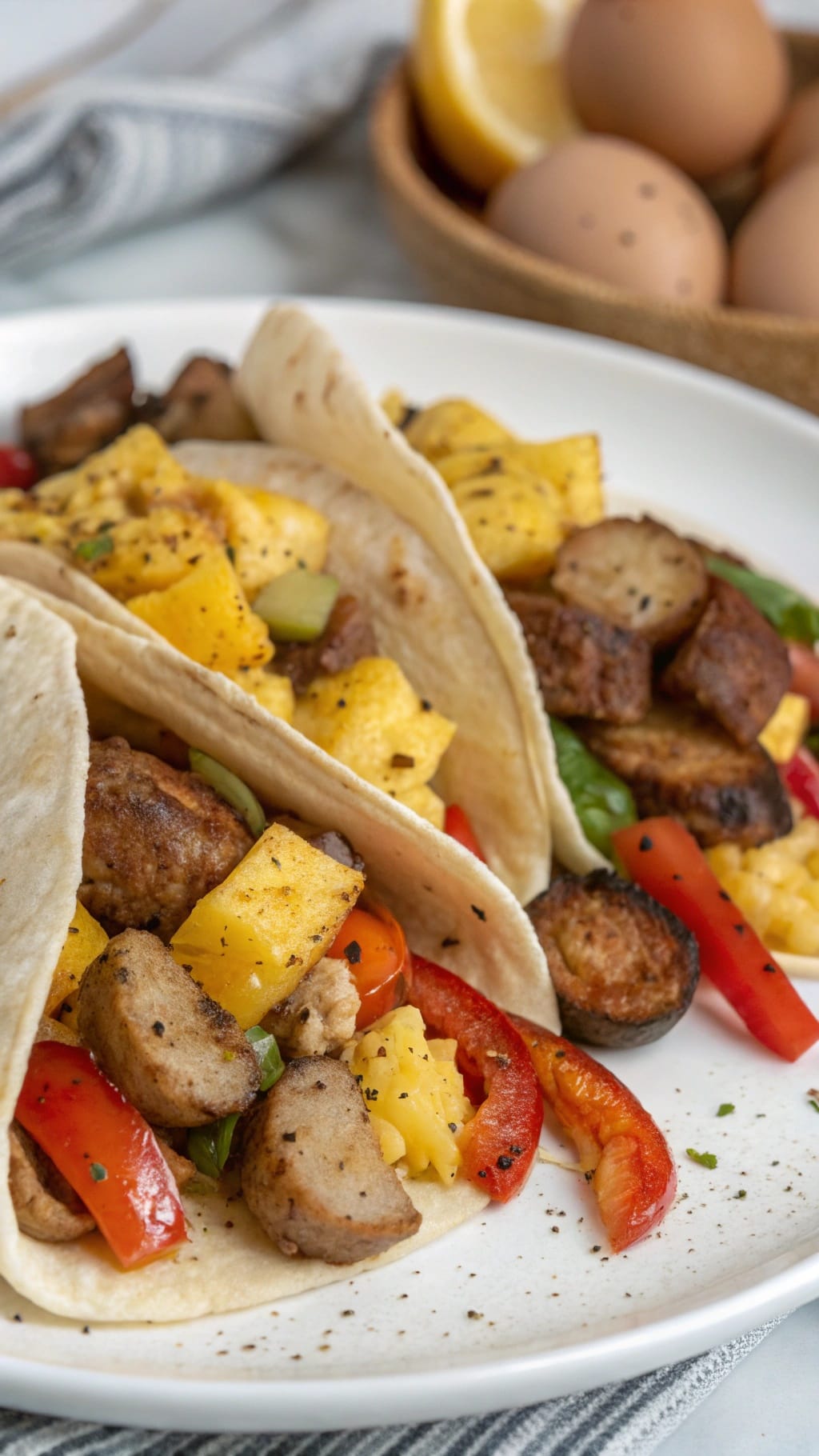 25 Delicious Christmas Breakfast Ideas for a Festive Morning 23 Delicious holiday breakfast burritos filled with eggs, peppers, and sausage.