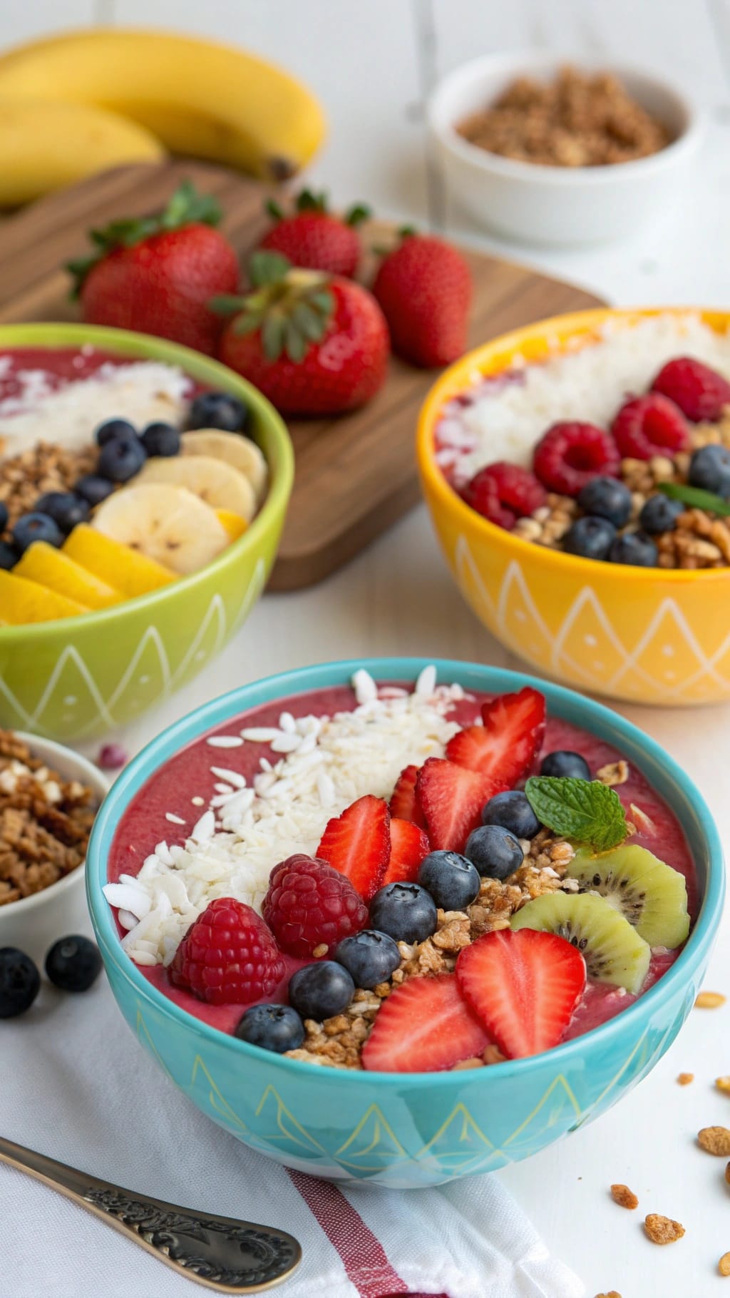 25 Delicious Christmas Breakfast Ideas for a Festive Morning 8 Colorful winter berry smoothie bowls topped with fresh fruits and granola