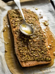 Pistachio Crusted Salmon with Brown Butter Vinaigrette 28