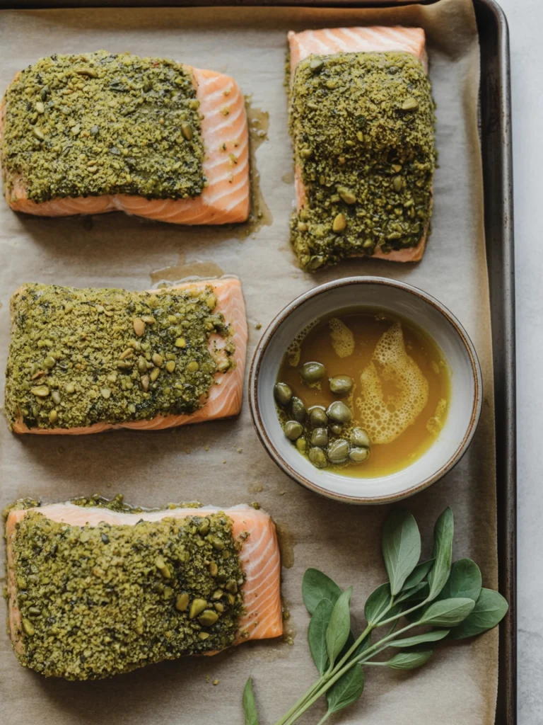 Pistachio Crusted Salmon with Brown Butter Vinaigrette 32