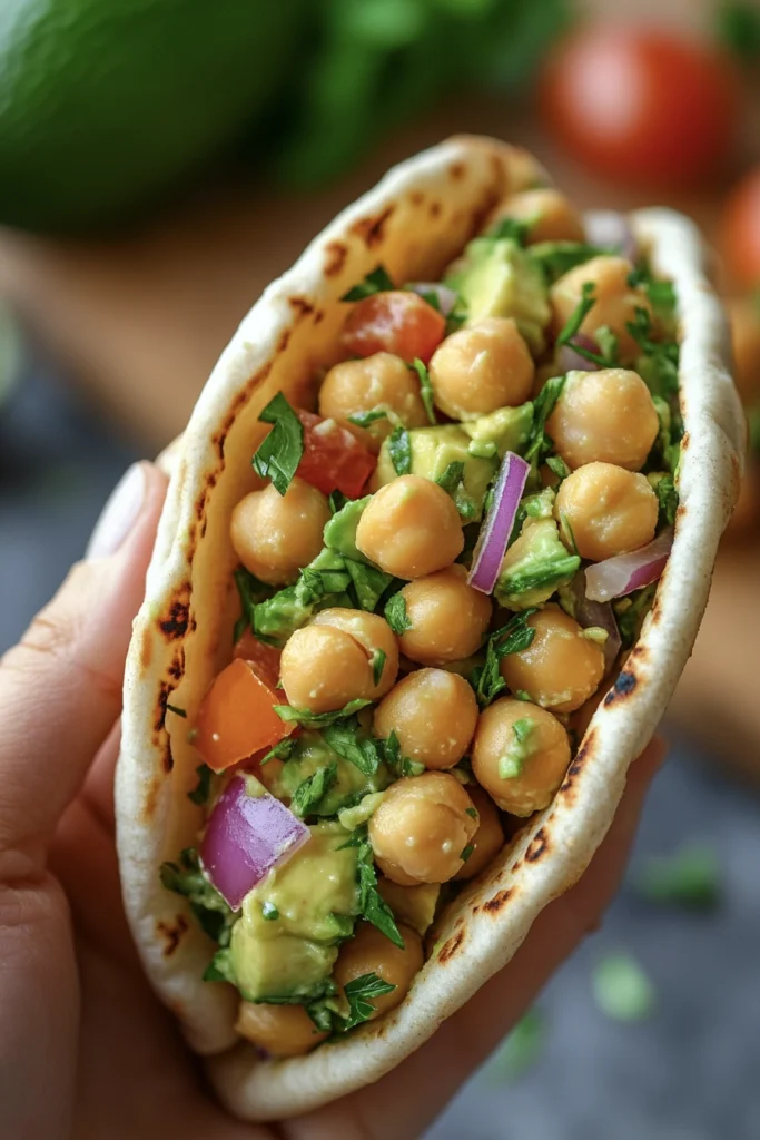 15 Easy, Healthy Meals for Busy, Tired People Who Still Want Dinner to Taste Good 7 avocado chickpea pita 2
