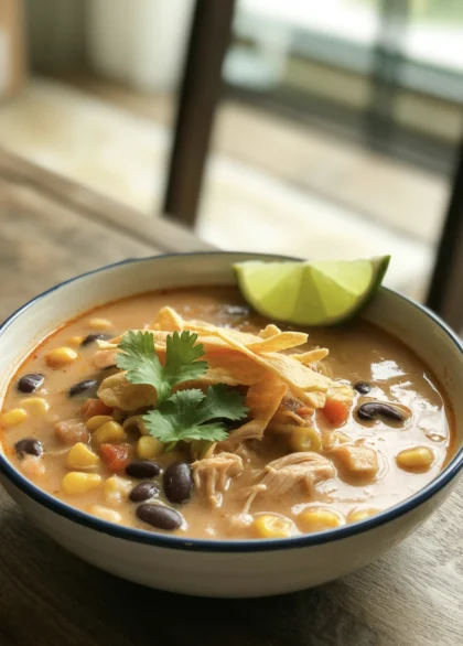 Creamy Chicken Tortilla Soup With Black Beans That Tastes Restaurant Good 1 chicken tortilla soup 7