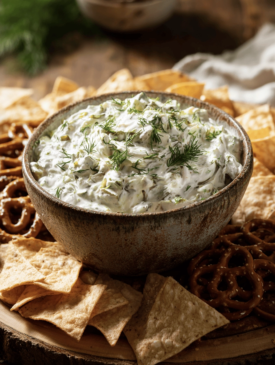 Creamy Dill Pickle Dip (No Bake, Scoopable & Seriously Addictive) 5 dill pickle dip 16
