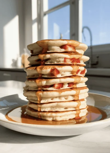 fluffy strawberry pancakes 2