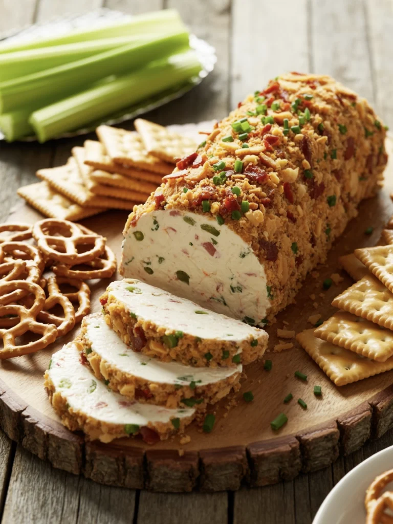 jalapeño popper cheeseball log rolled in bacon and scallions