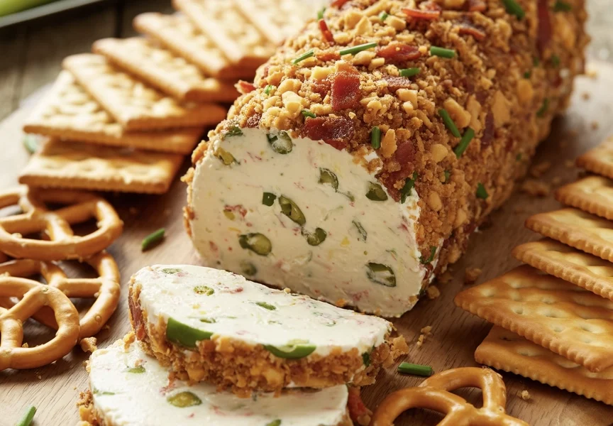 No-Bake Jalapeño Popper Cheeseball Log Recipe 1 jalapeno popper cheeseball log 6