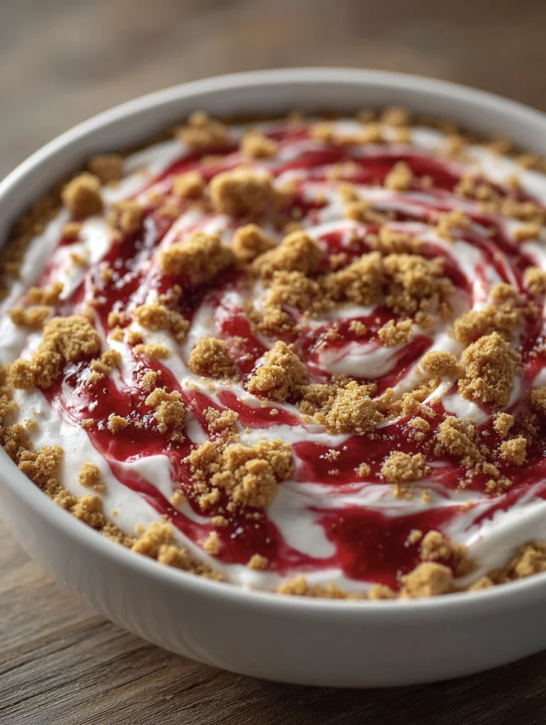 No-Bake Strawberry Cheesecake Dip (Creamy, Swirled & Addictive) 2 no bake strawberry cheesecake dip 4