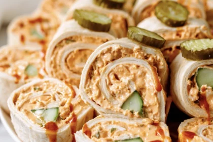 Easy No Bake Buffalo Pickle Pinwheels 3 buffalo dill pinwheels 36