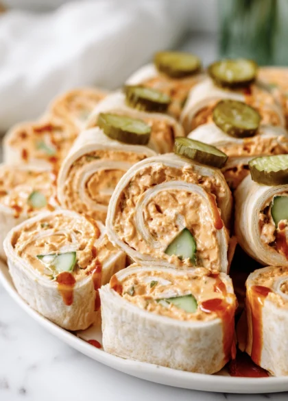 Easy No Bake Buffalo Pickle Pinwheels 40 buffalo dill pinwheels 36