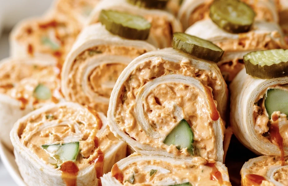 Easy No Bake Buffalo Pickle Pinwheels 1 buffalo dill pinwheels 36