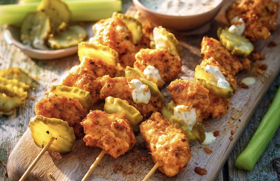 Buffalo Ranch Pickle Chicken Skewers (3-Minute Sauce) 1 buffalo ranch skewers pickle 14