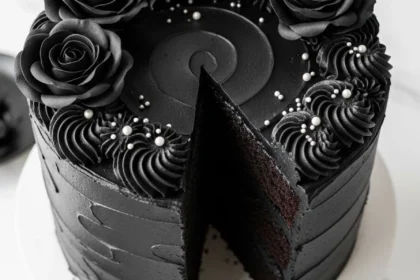 gothic black velvet cake 17