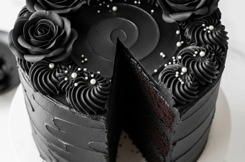 gothic black velvet cake 17