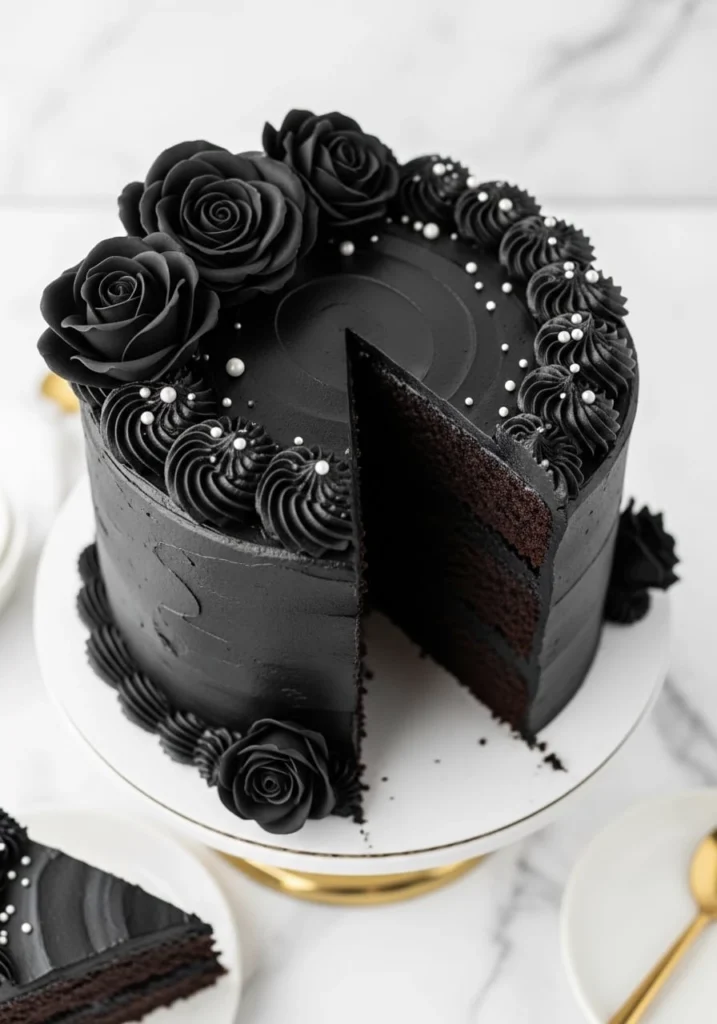 Ultimate Decadent Black Velvet Chocolate Layer Cake (Gothic Showstopper) 2 gothic black velvet cake 18