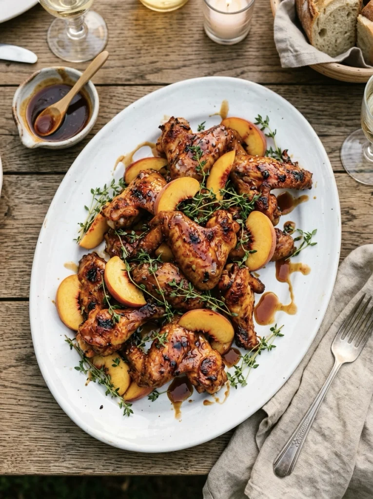 Bourbon Peach Glazed Chicken Wings 9