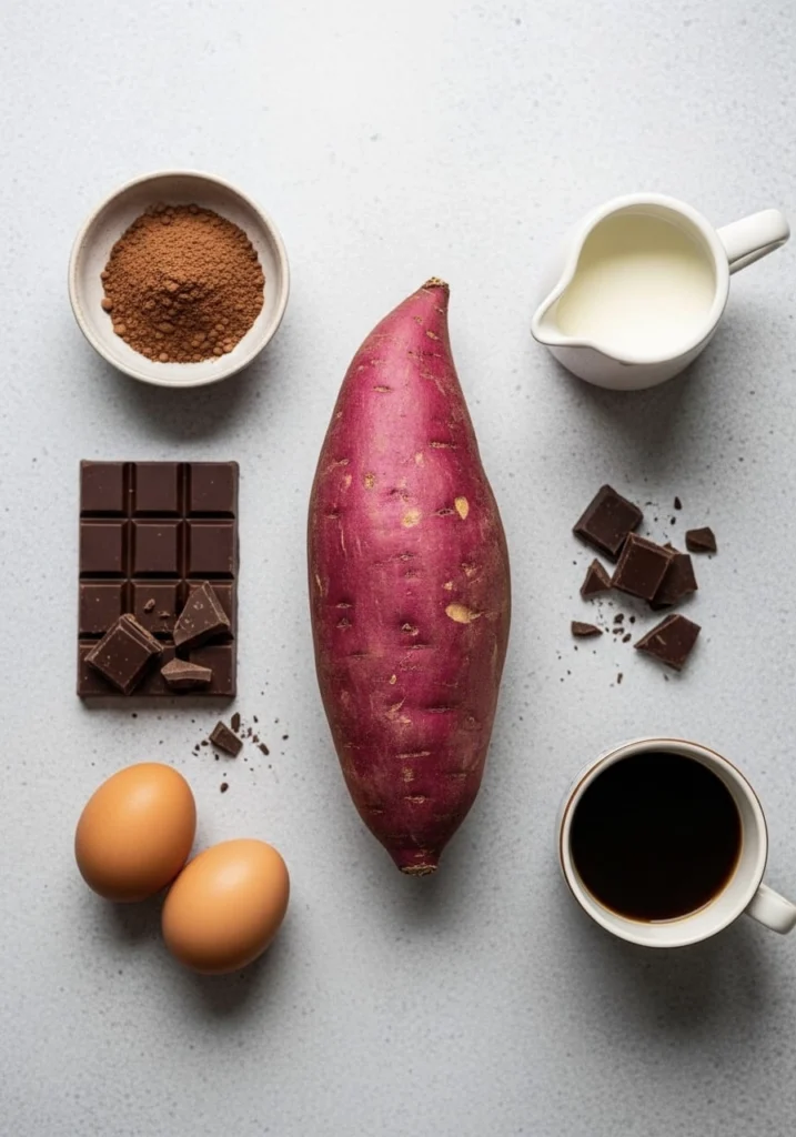 Japanese Sweet Potato Chocolate Cake (Fudgy, Purple-Crumbed, and Surprisingly Easy) 3 japanese sweet potato chocolate cake 15