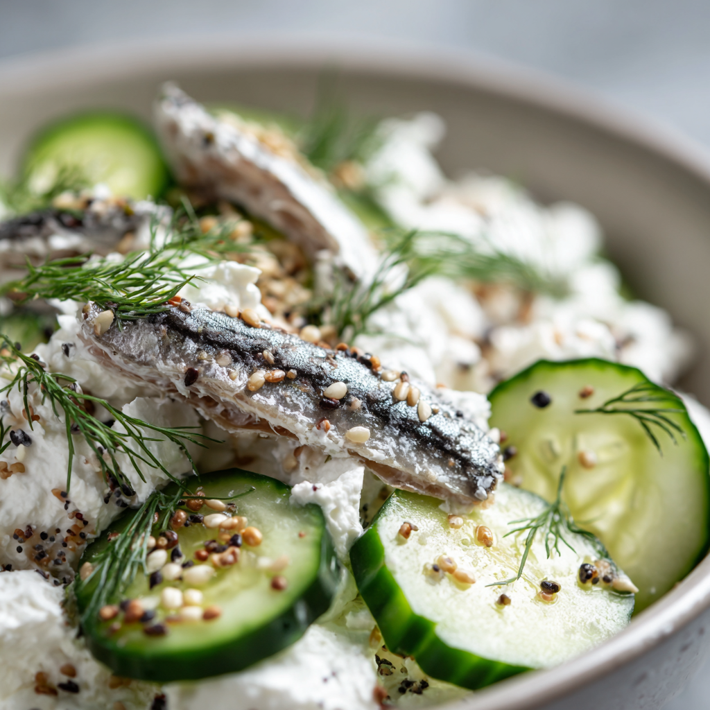 Cottage Cheese Sardine Bowl with Cucumber and Dill (No Cook, High Protein) 2 sardine cottage cheese bowl 17