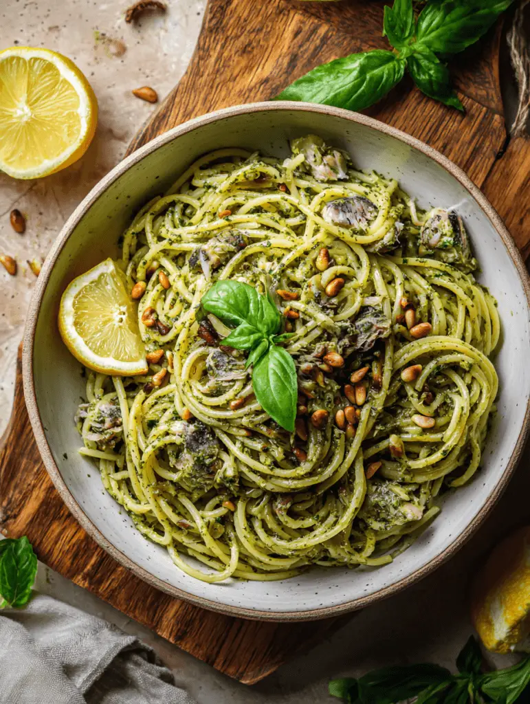 17 Insanely Good Pasta Recipes Ready in 30 Minutes or Less 15 sardine pesto 2