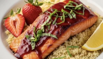 Strawberry Basil Salmon with Lemon Couscous 31