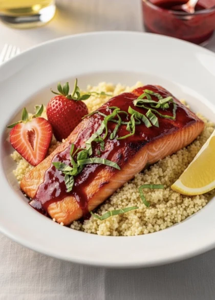 Strawberry Basil Salmon with Lemon Couscous 31