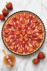 Strawberry Rhubarb Custard Tart That Looks Like It Came From a Patisserie 5 strawberry rhubarb custard tart 2