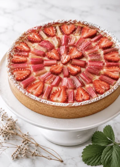 strawberry rhubarb custard tart 3