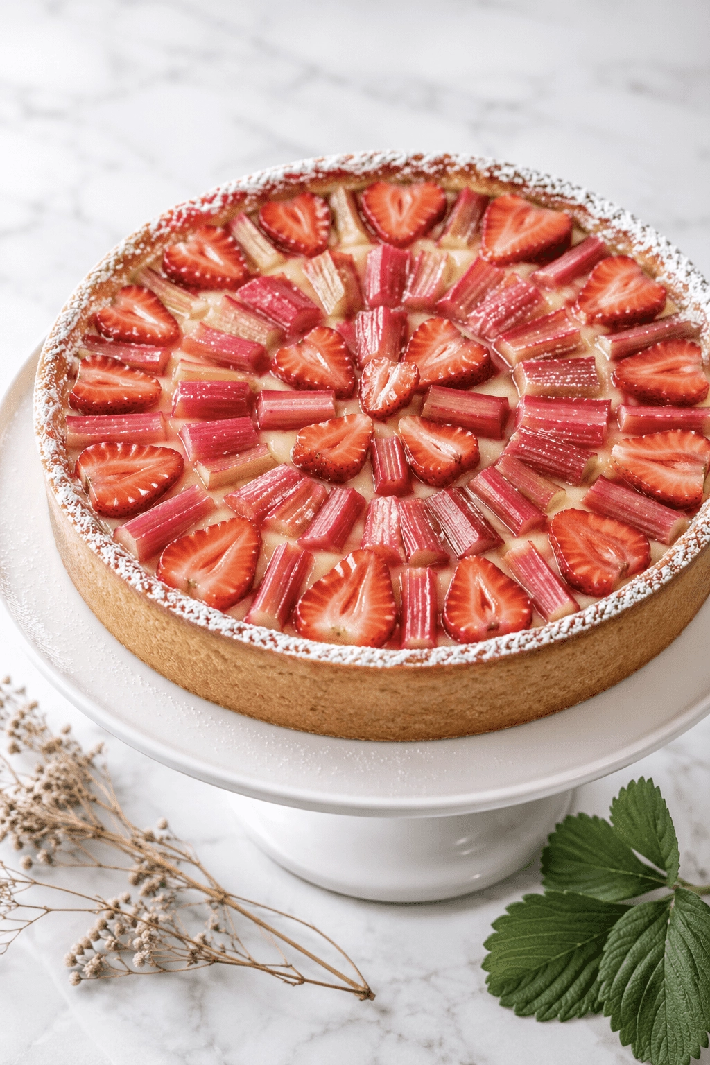 Strawberry Rhubarb Custard Tart That Looks Like It Came From a Patisserie 4 strawberry rhubarb custard tart 3
