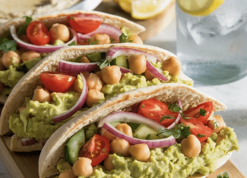 avocado and chickpea salad stuffed pitas