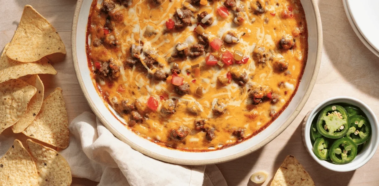 High-Protein Cottage Cheese Queso for a Crowd 1 queso cottage cheese with beef dip 3