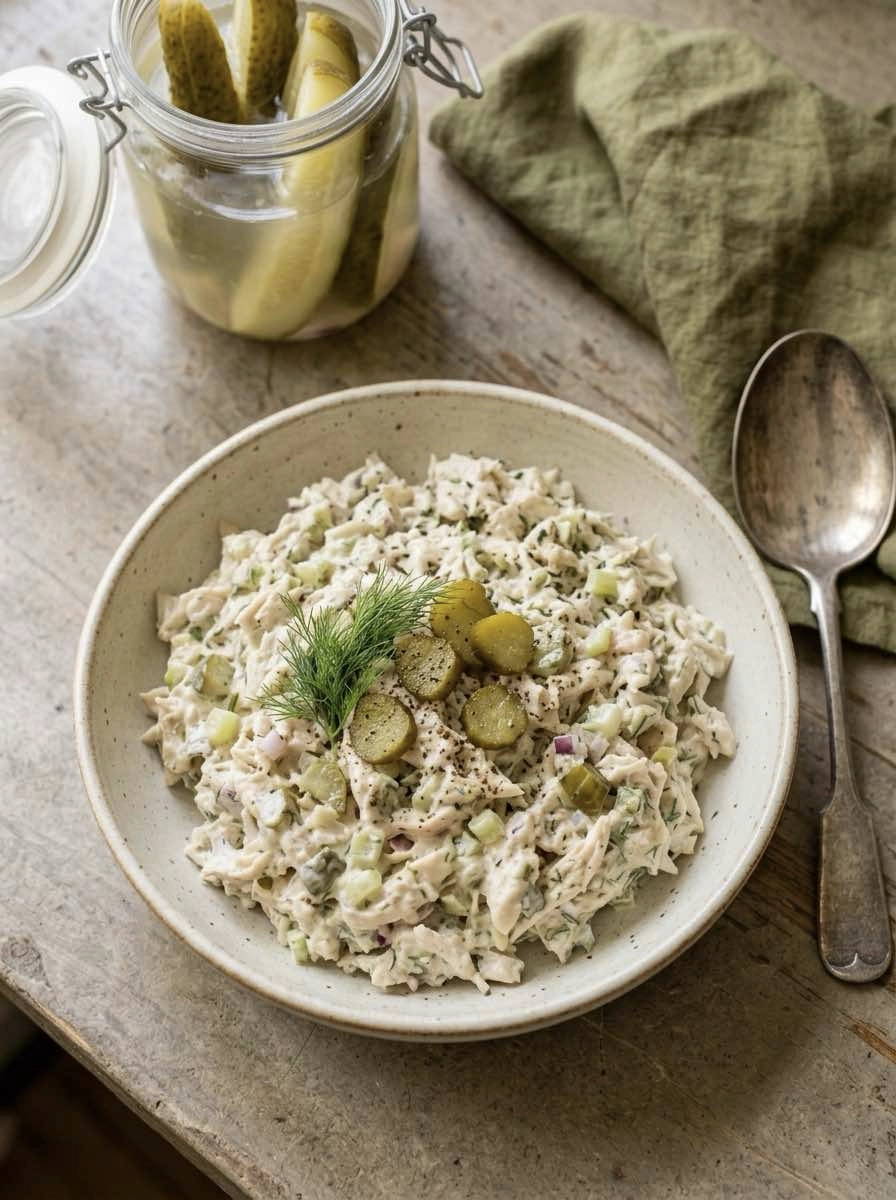 Double-Brined Dill Pickle Chicken Salad, Crazy Creamy and Seriously Tangy 1 dill pickle chicken salad 2